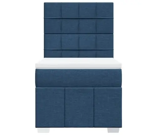Atsperu Gultas Rāmis Ar Matraci, Zils, 100X200 Cm, Audums Vidaxl