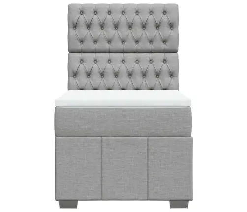 Atsperu Gultas Rāmis Ar Matraci, Gaiši Pelēka Audums, 100X200Cm Vidaxl