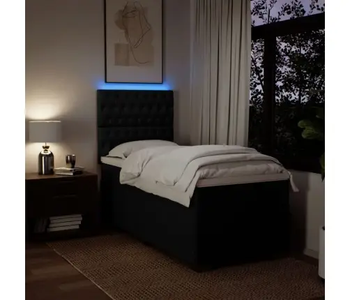 Atsperu Gultas Rāmis Ar Matraci, Melna Audums, 100X200 Cm Vidaxl