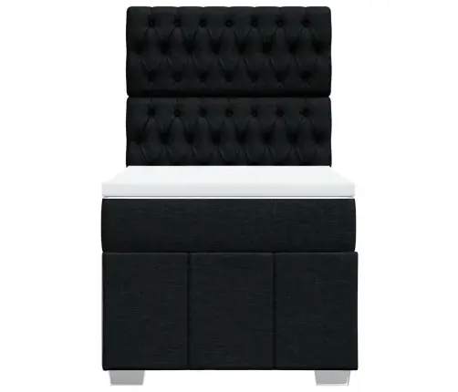 Atsperu Gultas Rāmis Ar Matraci, Melna Audums, 100X200 Cm Vidaxl