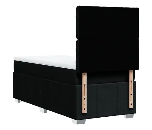 Atsperu Gultas Rāmis Ar Matraci, Melna Audums, 100X200 Cm Vidaxl