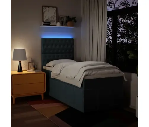 Atsperu Gultas Rāmis Ar Matraci, Zils, 100X200 Cm, Audums Vidaxl