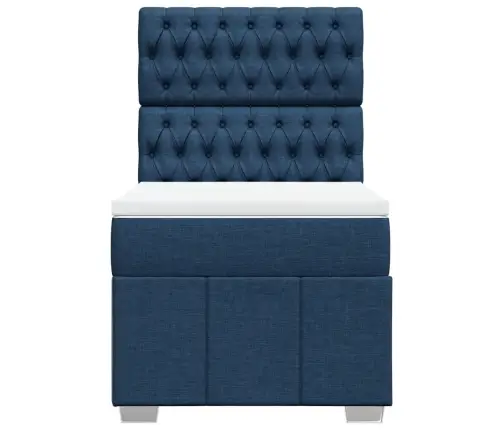 Atsperu Gultas Rāmis Ar Matraci, Zils, 100X200 Cm, Audums Vidaxl