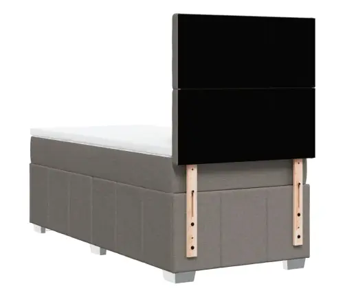 Atsperu Gultas Rāmis Ar Matraci, Pelēkbrūns, 100X200 Cm, Audums Vidaxl