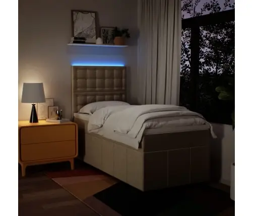 Atsperu Gultas Rāmis Ar Matraci, Krēmkrāsas, 100X200 Cm, Audums Vidaxl