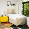Atsperu Gultas Rāmis Ar Matraci, Krēmkrāsas, 100X200 Cm, Audums Vidaxl