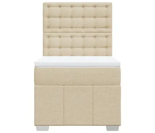 Atsperu Gultas Rāmis Ar Matraci, Krēmkrāsas, 100X200 Cm, Audums Vidaxl