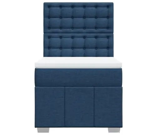 Atsperu Gultas Rāmis Ar Matraci, Zils, 100X200 Cm, Audums Vidaxl