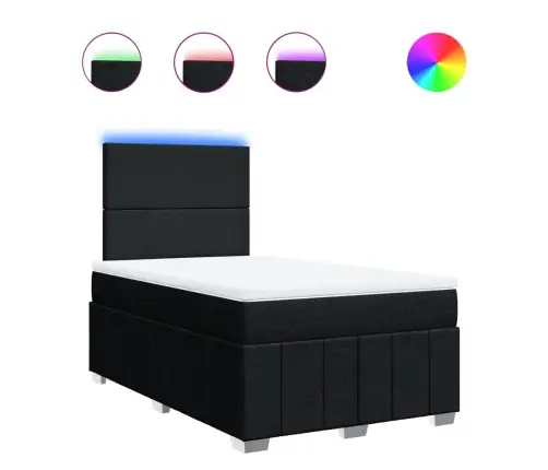 Atsperu Gulta Ar Matraci, Melns Audums, 120X190 Cm Vidaxl