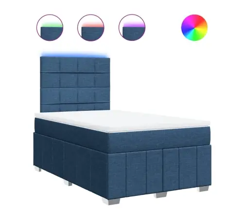 Atsperu Gulta Ar Matraci, Zils Audums, 120X190 Cm Vidaxl