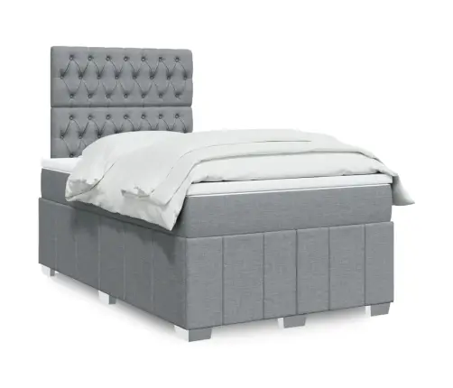 Atsperu Gulta Ar Matraci, Gaiši Pelēka Audums, 120X190 Cm Vidaxl