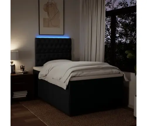 Atsperu Gulta Ar Matraci, Melns Audums, 120X190 Cm Vidaxl