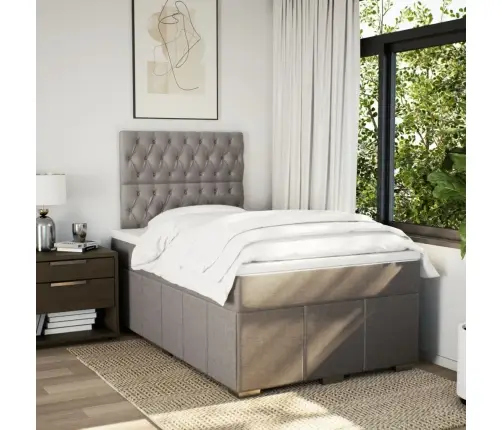 Atsperu Gulta Ar Matraci, Pelēkbrūns Audums, 120X190 Cm Vidaxl