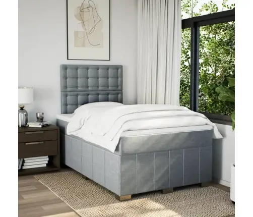 Atsperu Gulta Ar Matraci, Gaiši Pelēka Audums, 120X190 Cm Vidaxl