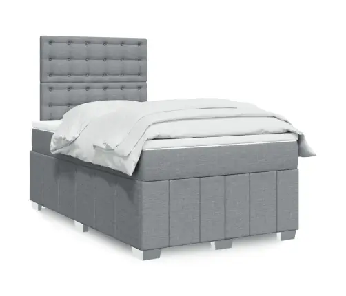 Atsperu Gulta Ar Matraci, Gaiši Pelēka Audums, 120X190 Cm Vidaxl