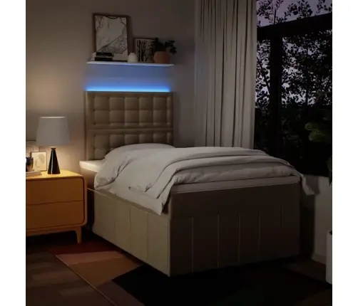 Lova Su Spyruoklėmis Ir Čiužiniu, Kreminė, 120X190cm Audinys