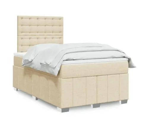 Lova Su Spyruoklėmis Ir Čiužiniu, Kreminė, 120X190cm Audinys