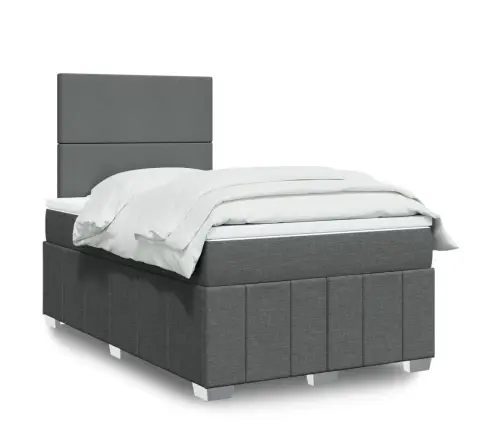 Atsperu Gulta Ar Matraci, Tumši Pelēka Audums, 120X200Cm Vidaxl