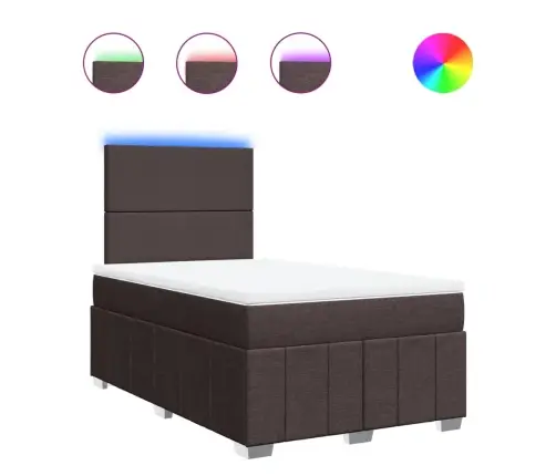 Atsperu Gultas Rāmis Ar Matraci, Tumši Brūna, 120X200Cm, Audums Vidaxl