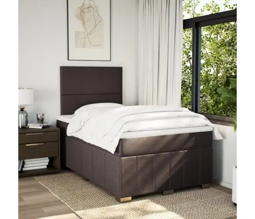 Atsperu Gultas Rāmis Ar Matraci, Tumši Brūna, 120X200Cm, Audums Vidaxl