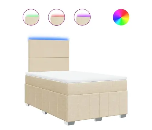 Lova Su Spyruoklėmis Ir Čiužiniu, Kreminė, 120X200 cm Audinys Lova Su Spyruoklėmis Ir Čiužiniu, Kreminė, 120X200 cm Audinys