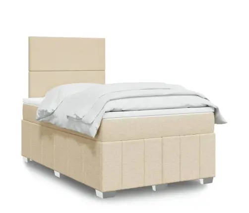 Lova Su Spyruoklėmis Ir Čiužiniu, Kreminė, 120X200 cm Audinys Lova Su Spyruoklėmis Ir Čiužiniu, Kreminė, 120X200 cm Audinys