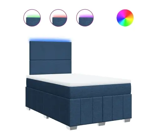 Atsperu Gultas Rāmis Ar Matraci, Zils, 120X200 Cm, Audums Vidaxl