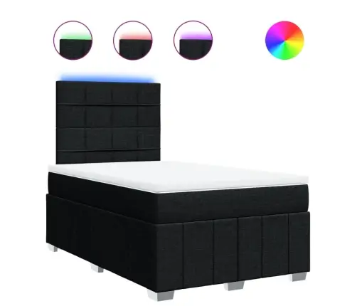 Atsperu Gultas Rāmis Ar Matraci, Melna Audums, 120X200 Cm Vidaxl