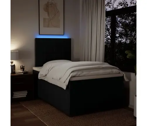 Atsperu Gultas Rāmis Ar Matraci, Melna Audums, 120X200 Cm Vidaxl