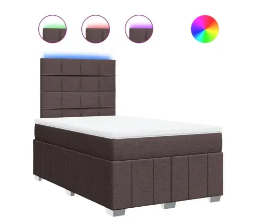 Atsperu Gultas Rāmis Ar Matraci, Tumši Brūna, 120X200Cm, Audums Vidaxl