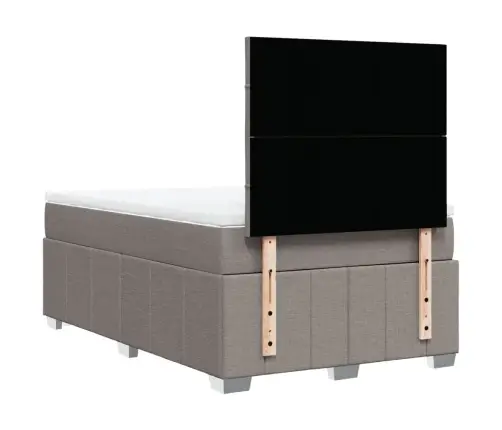 Atsperu Gultas Rāmis Ar Matraci, Pelēkbrūns, 120X200 Cm, Audums Vidaxl