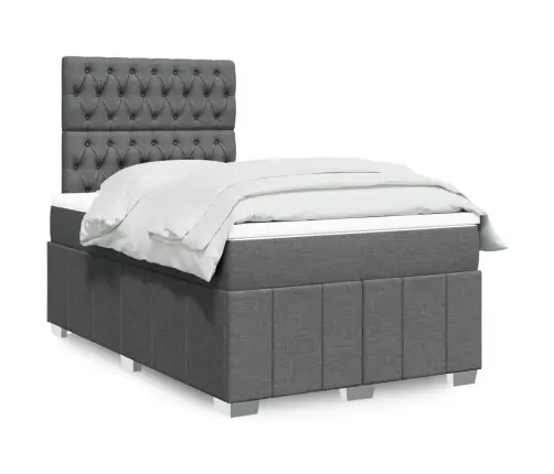 Atsperu Gulta Ar Matraci, Tumši Pelēka Audums, 120X200Cm Vidaxl