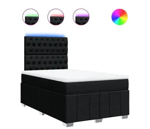 Atsperu Gultas Rāmis Ar Matraci, Melna Audums, 120X200 Cm Vidaxl