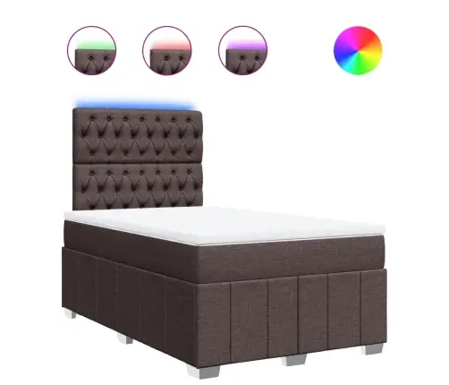 Atsperu Gultas Rāmis Ar Matraci, Tumši Brūna, 120X200Cm, Audums Vidaxl