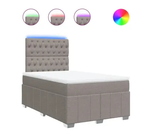 Atsperu Gultas Rāmis Ar Matraci, Pelēkbrūns, 120X200 Cm, Audums Vidaxl