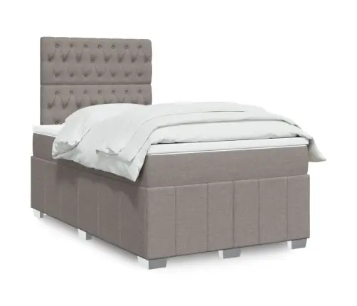 Atsperu Gultas Rāmis Ar Matraci, Pelēkbrūns, 120X200 Cm, Audums Vidaxl