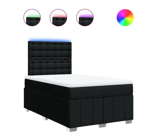 Atsperu Gultas Rāmis Ar Matraci, Melna Audums, 120X200 Cm Vidaxl