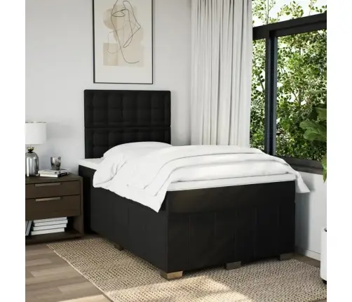 Atsperu Gultas Rāmis Ar Matraci, Melna Audums, 120X200 Cm Vidaxl