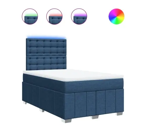 Atsperu Gultas Rāmis Ar Matraci, Zils, 120X200 Cm, Audums Vidaxl