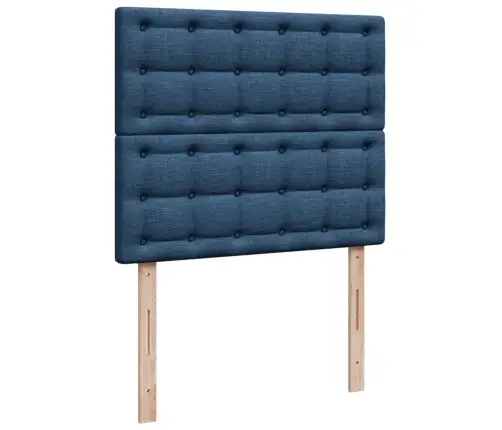 Atsperu Gultas Rāmis Ar Matraci, Zils, 120X200 Cm, Audums Vidaxl