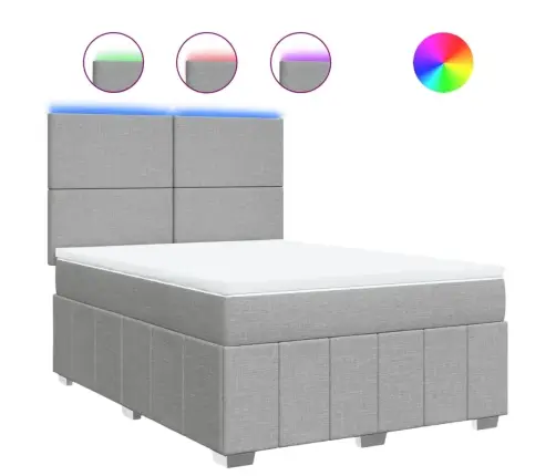 Atsperu Gulta Ar Matraci, Gaiši Pelēka Audums, 140X190 Cm Vidaxl