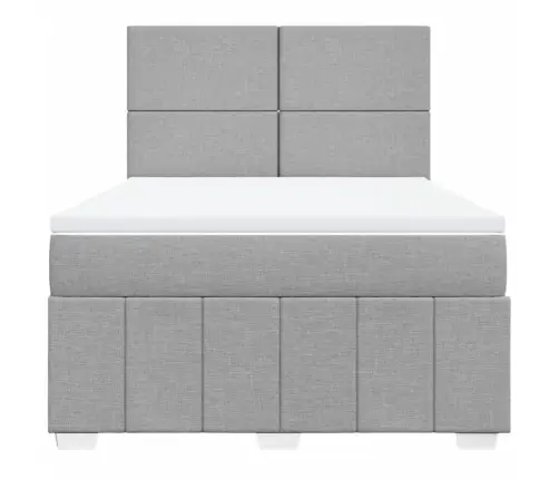 Atsperu Gulta Ar Matraci, Gaiši Pelēka Audums, 140X190 Cm Vidaxl