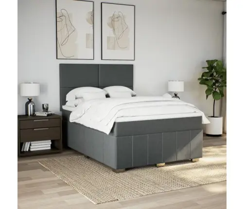 Atsperu Gulta Ar Matraci, Tumši Pelēka Audums, 140X190 Cm Vidaxl