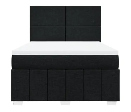 Atsperu Gulta Ar Matraci, Melna Audums, 140X190 Cm Vidaxl