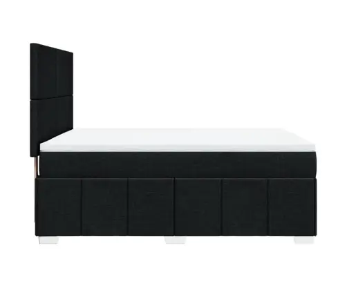 Atsperu Gulta Ar Matraci, Melna Audums, 140X190 Cm Vidaxl