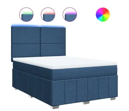 Atsperu Gulta Ar Matraci, Zils Audums, 140X190 Cm Vidaxl