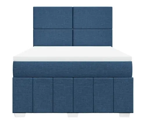 Atsperu Gulta Ar Matraci, Zils Audums, 140X190 Cm Vidaxl