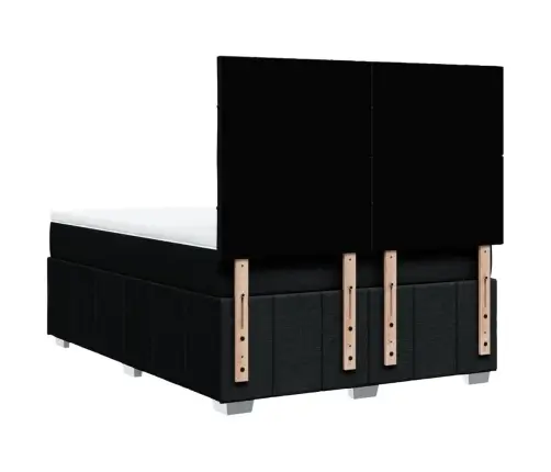 Atsperu Gulta Ar Matraci, Melna Audums, 140X190 Cm Vidaxl