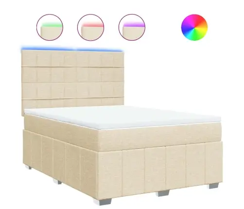 Atsperu Gulta Ar Matraci, Krēmkrāsas Audums, 140X190 Cm Vidaxl Atsperu Gulta Ar Matraci, Krēmkrāsas Audums, 140X190 Cm Vidaxl