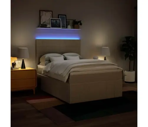 Atsperu Gulta Ar Matraci, Krēmkrāsas Audums, 140X190 Cm Vidaxl Atsperu Gulta Ar Matraci, Krēmkrāsas Audums, 140X190 Cm Vidaxl